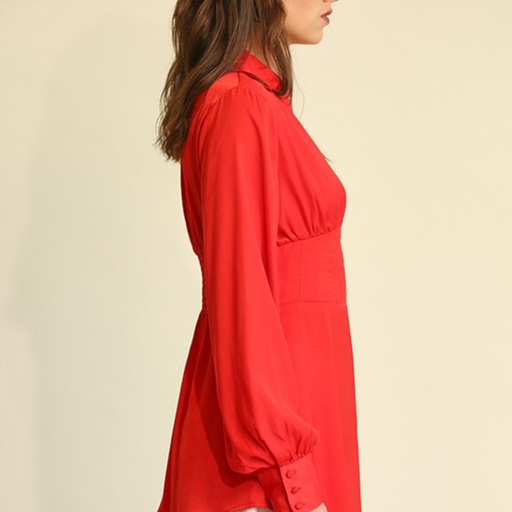 33. Scarlet Red Corset Top - Picture 3 of 4